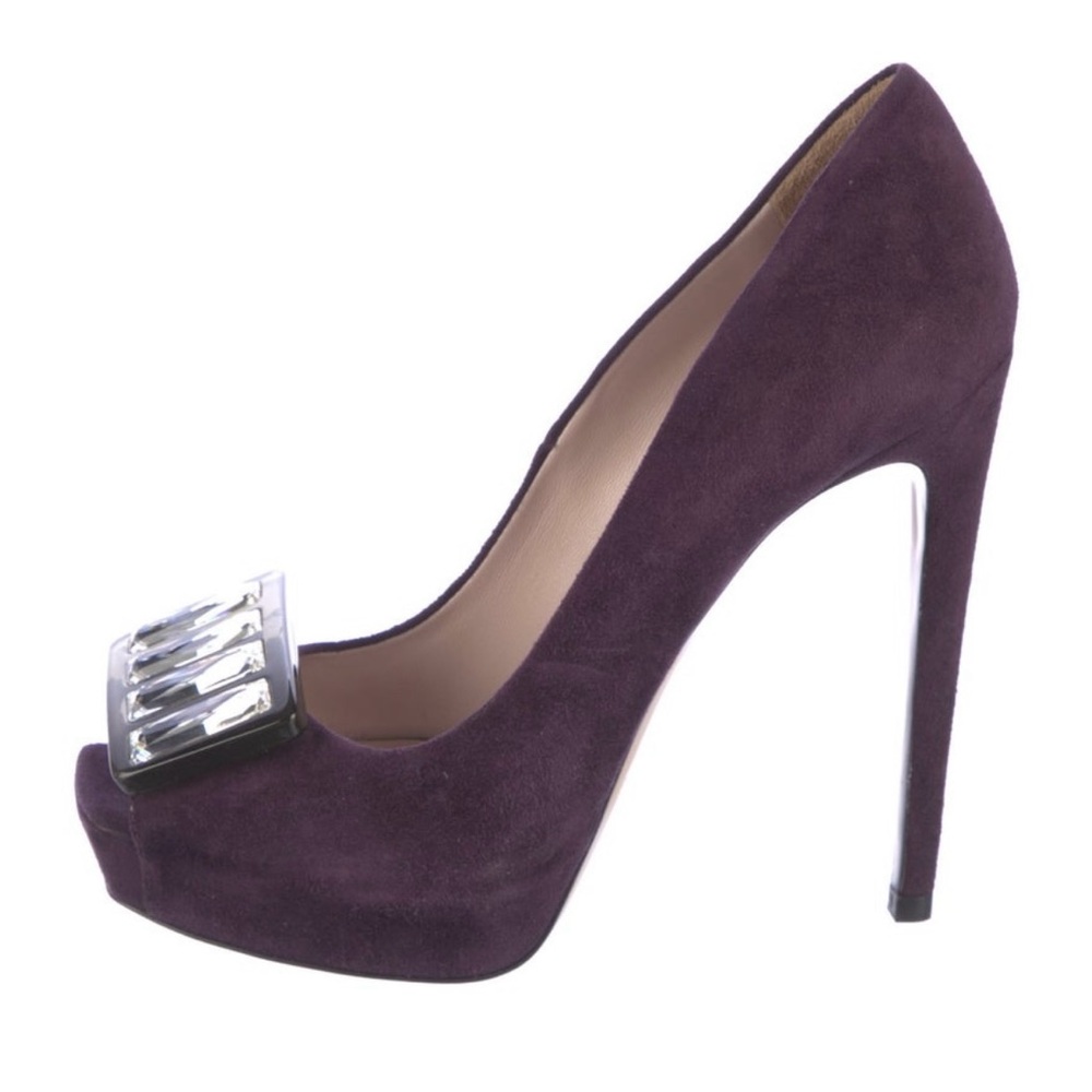 Miu Miu Suede Crystal Embellishments Pumps - Picture 2 of 5